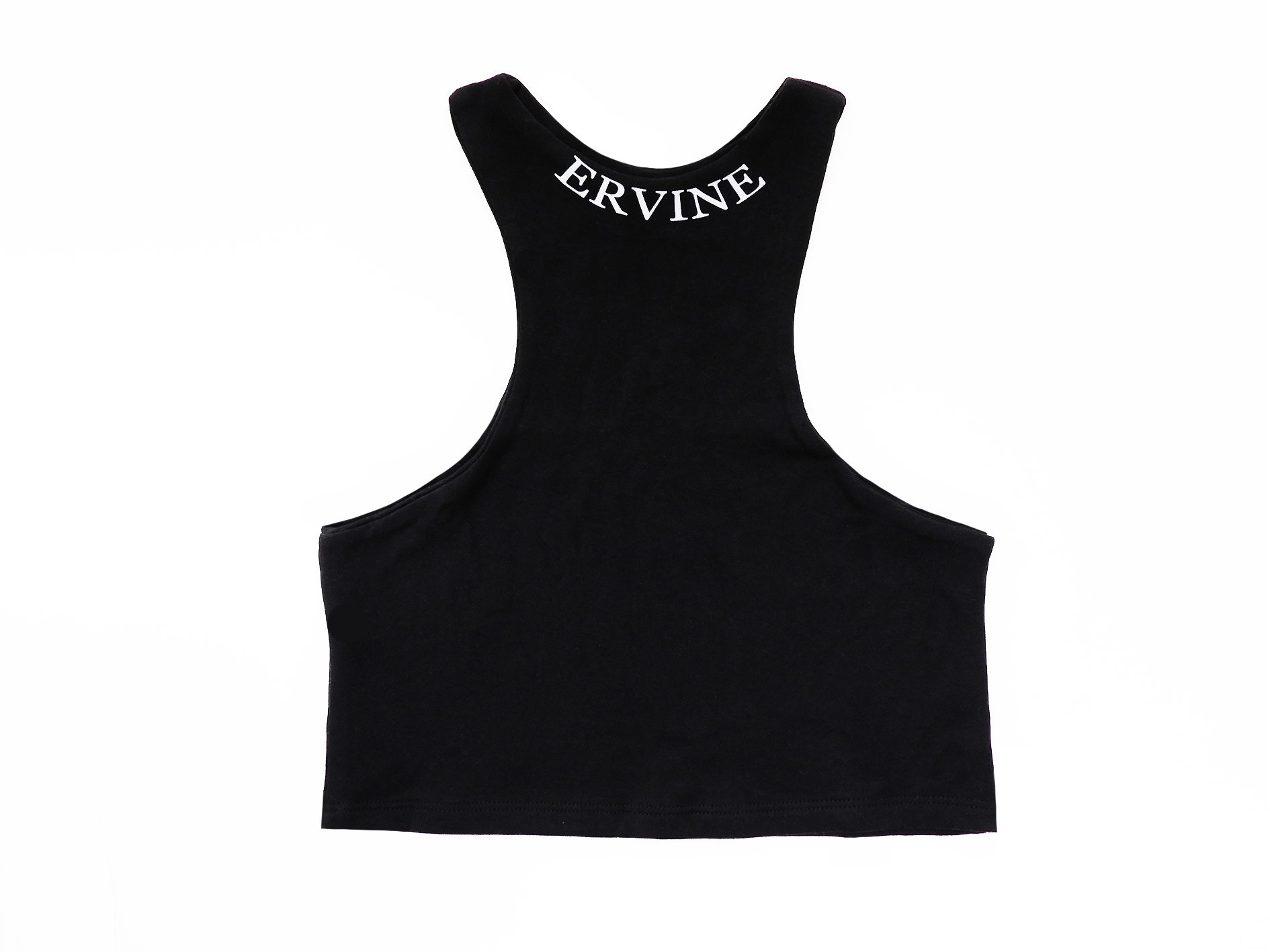 Black women's crop top in cotton fabric with reflective logo.