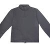 Flat lay photo of a grey quarter zip sweater with adjusters